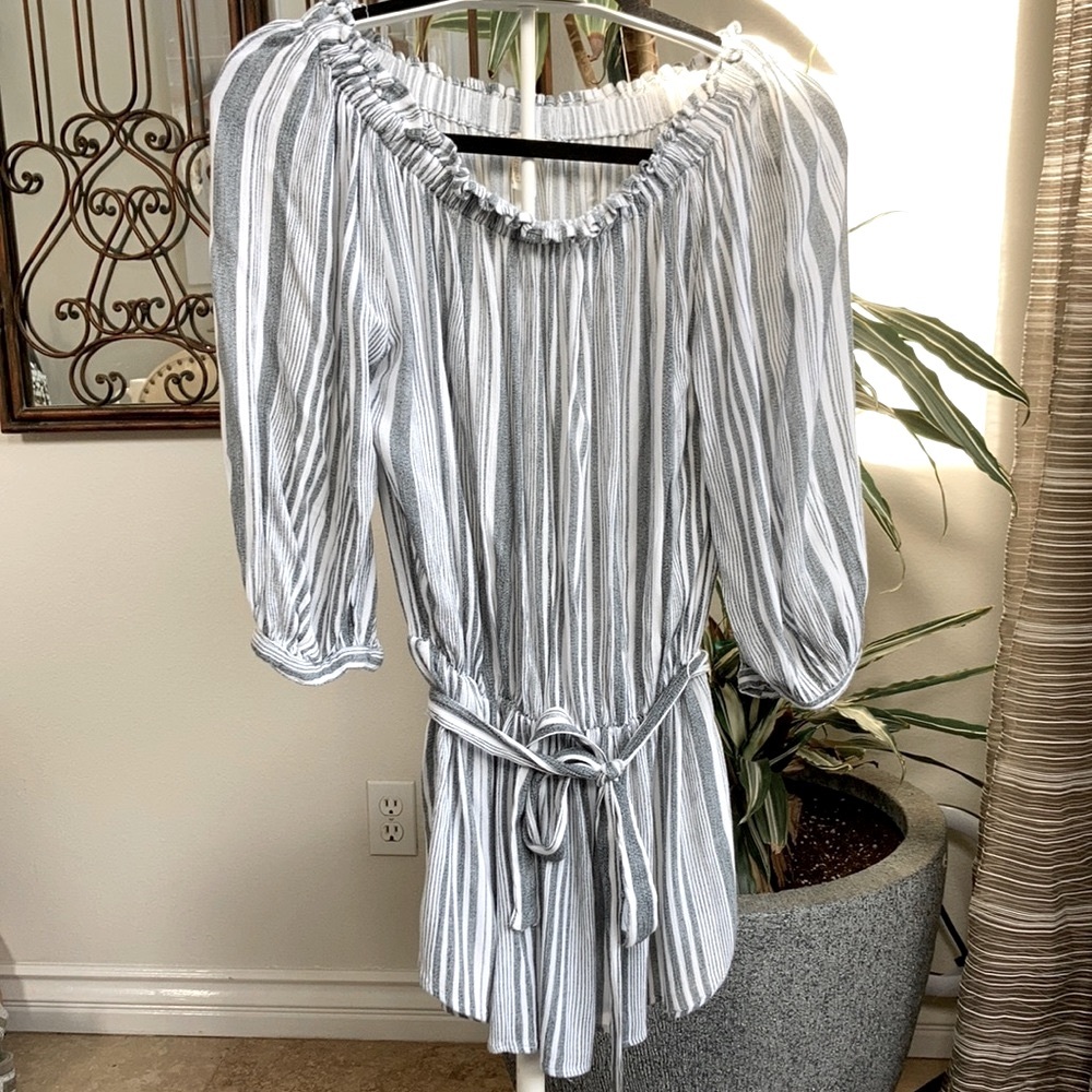 black and white denim look stripes FOREVER 21 size S
